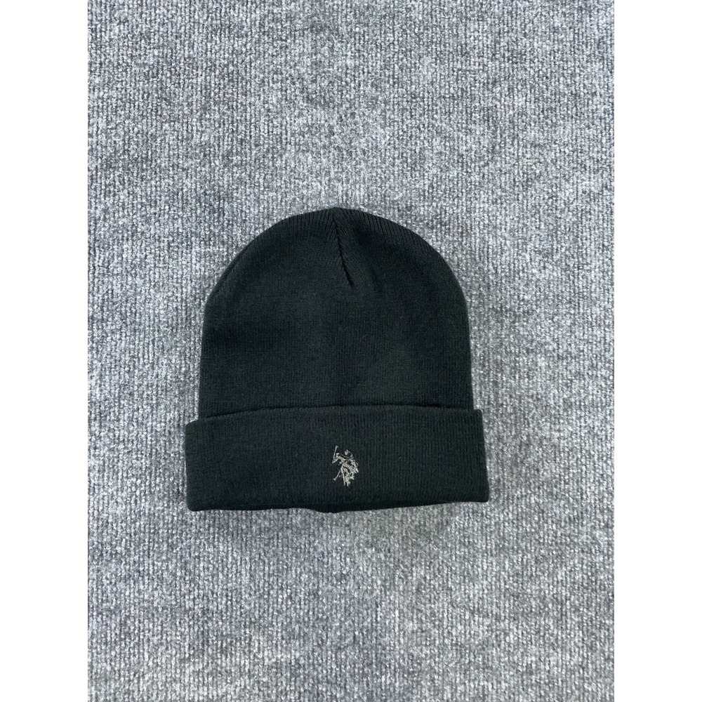 US Polo Assn Mens Black Knit Cuffed Beanie Hat P-MC0037SH One Size